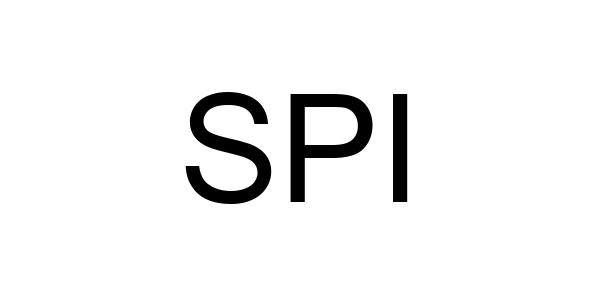 The letters SPI in plain black text, with no graphic design: an example of a word mark